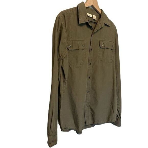 DKNY Jeans Large Army Green Button Down Dress Shirt - Picture 4 of 8